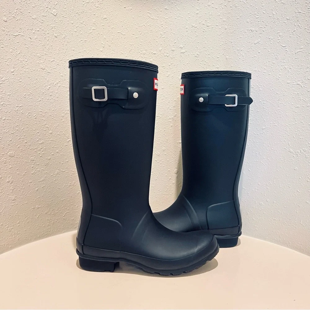 Hunter Original Women’s Slim Fit Tall Black Matte Rain Boots Sz 6 NEW